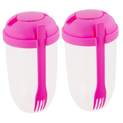 ABOOFAN 2pcs Salad Cups Fork Lid Salad Containers Multi-purpose Meal Shaker Cups Large Capacity Portable for Outdoor School Fitness