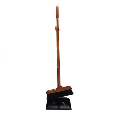 BATHVEVE Ergonomic Long Handle Broom Dustpan Set Soft Horsehair Bristles Capacity