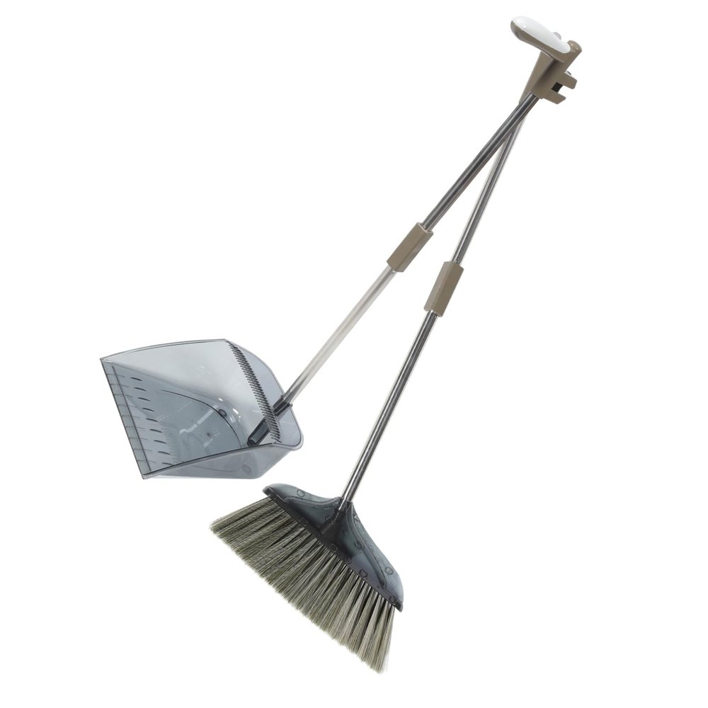 FRCOLOR Soft Bristle Broom and Dustpan Set Long Handle Household Cleaning Kit for Home and Office Lightweight and Easy to Use Dustpan Broom Combo