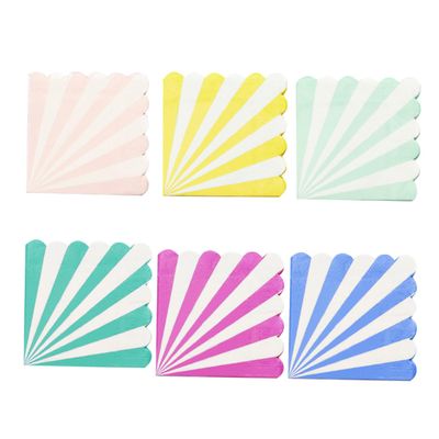SAFIGLE 16Sheets Cartoon Color Stripe Party Napkins Disposable Birthday Decorations for Absorbent Tissue for Happy Birthday Party Use Yellow Strip Design