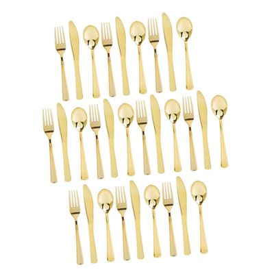 Golden Plastic Cutlery Set, 30 Piece Disposable Party Tableware