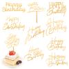 10 PACK Happy Birthday Cake Toppers, Gold Acrylic Birthday Cupcake Toppers, Side Mirror Acrylic Cake Toppers, DIY Cake Decor Cake Tools Birthday Party Supplies view 1