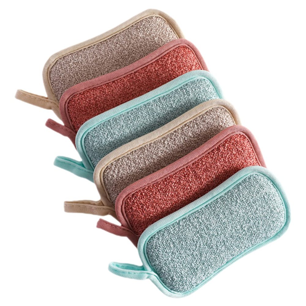 DECOMELODY 6Pcs Linen Kitchen Dish Cleaning Sponges Reusable Scrub Sponges for Cleaning of Dishes Pots and More Comfortable High Absorption Strong Cleaning Ability