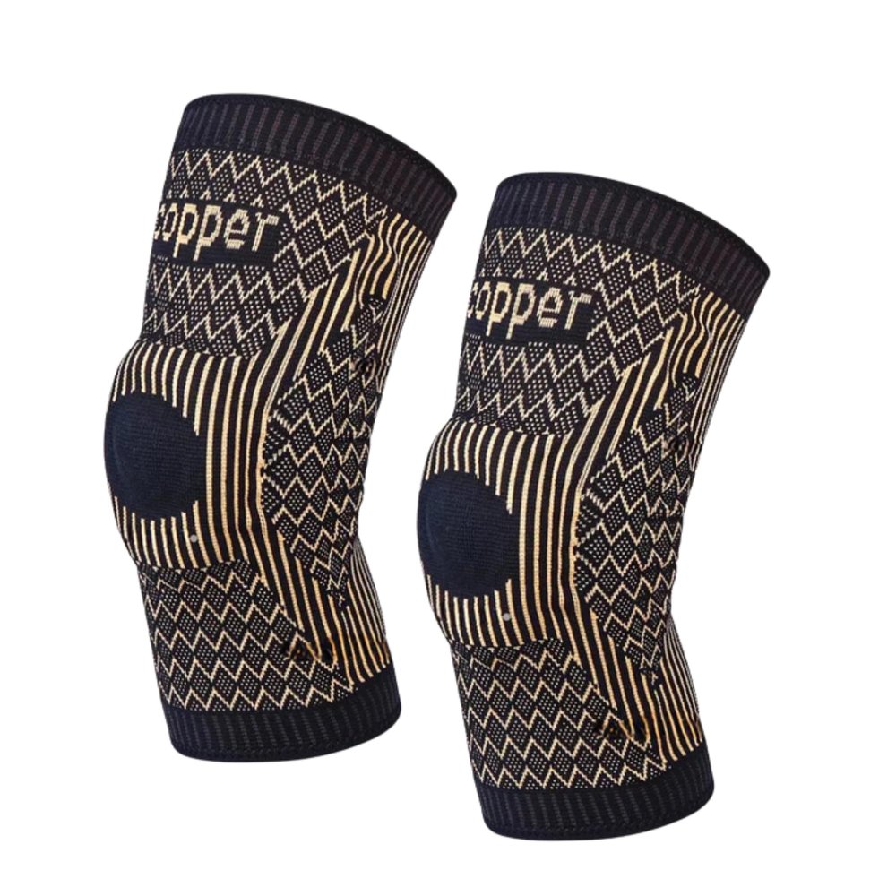 Copper Tech Plus Copper Infused 2 Pack Knee Sleeves for Pain Relief & Support Black Compression Brace for Men & Women Support for Arthritis, Injury Recovery, Sports & Joint Health -(Black/Large)