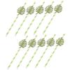 BUTIFULSIC 10-Pack High Glitter Monstera Leaf Drinking Straws Disposable Paper Straws for Hawaiian Party Supplies Cocktail and Luau Drinks Party Accessories view 1