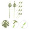BUTIFULSIC 10-Pack High Glitter Monstera Leaf Drinking Straws Disposable Paper Straws for Hawaiian Party Supplies Cocktail and Luau Drinks Party Accessories view 2
