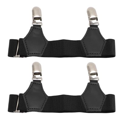 Dam Skerisi 2 Pcs Adjustable Sock Garters with Stainless Steel Double Duckbill Clips, Non Slip Elastic Sock Suspenders for Securely Holding Thigh High Socks, Leg Warmers and Boot Socks