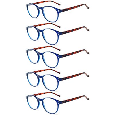 NORPERWIS 5 Pairs Reading Glasses - Standard Fit Spring Hinge Readers Glasses for Men and Women (5 Pack Blue/Tortoise-2, 3.00)