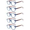 NORPERWIS 5 Pairs Reading Glasses - Standard Fit Spring Hinge Readers Glasses for Men and Women (5 Pack Blue/Tortoise-2, 3.00) view 1