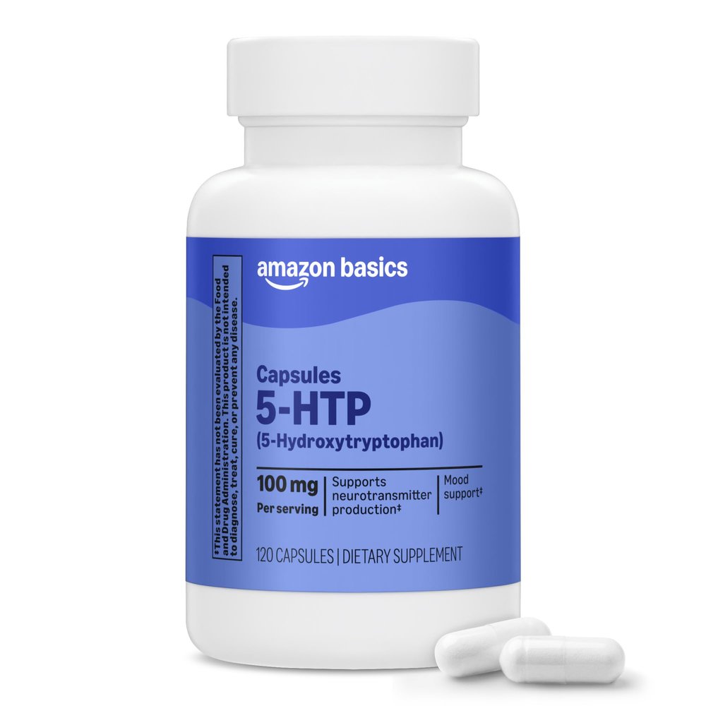 Amazon Basics 5-HTP with B6 Capsules, 100 mg, 120 Count