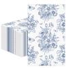100 PCS Blue Floral Paper Napkins, Disposable Blue & White Flowers Bathroom Guest Hand Towels Decoupage Dinner Napkins Decorative for Kitchen Wedding Birthday Bridal & Baby Shower Party Decoration view 1