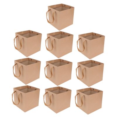 Healeved 10Pcs Kraft Paper Bags for Bonsai Durable Light Brown Bags for Parties Shopping Versatile Use for Christmas Special Occasions