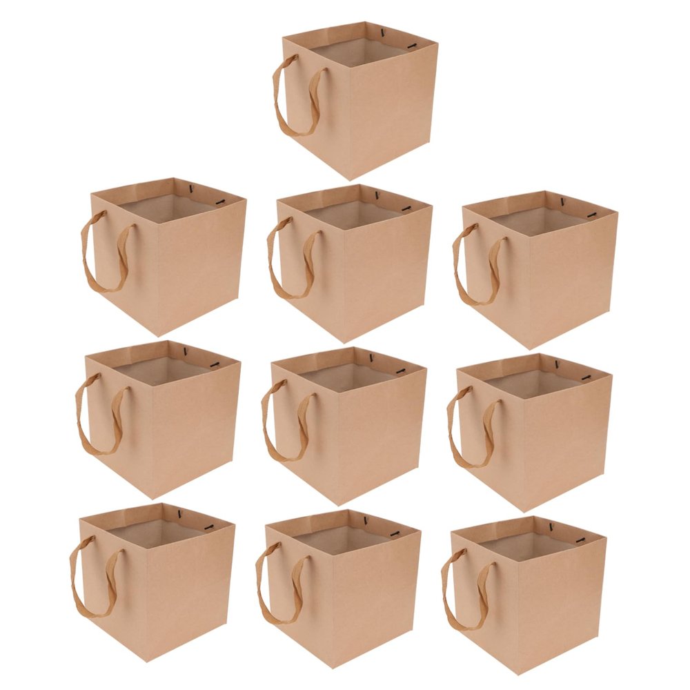 Healeved 10Pcs Kraft Paper Bags for Bonsai Durable Light Brown Bags for Parties Shopping Versatile Use for Christmas Special Occasions