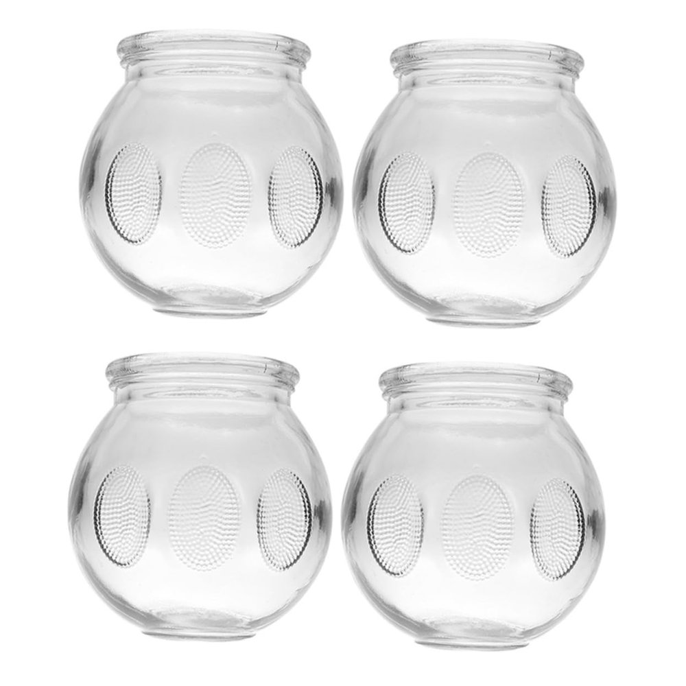 Healeved 4pcs Thick Glass Vacuum for Home Cupping Therapy Chinese Massage Cups Suction Therapy Tool for Muscle and Relaxation