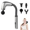 2025 new fascia gun portable massage hammer set, low noise, equipped with four professional replacement heads and nine adjustment levels, perfect for neck, back, and full body massage. (Silver) view 1