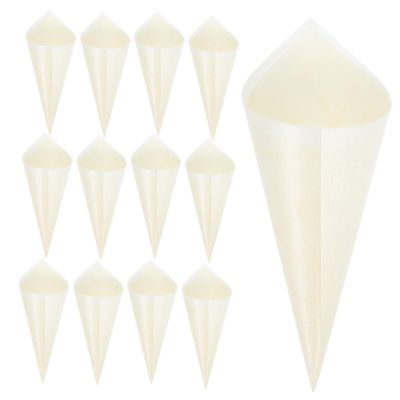 MAGICLULU 100Pcs Disposable Wooden Ice Cream Cones Versatile Food Cones for Snacks Desserts Unique Crafted Wooden Dessert Cups for Parties Events
