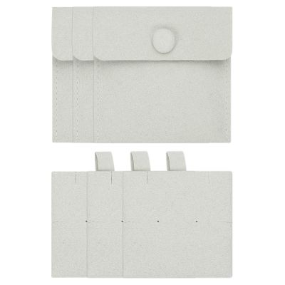 PATIKIL 8x8cm Gray Microfiber Jewelry Pouches with Insert Button Bags 3pcs | Small Velvet Jewelry Packaging Bag for Storing Ring Bracelets Necklaces Earring Envelopes