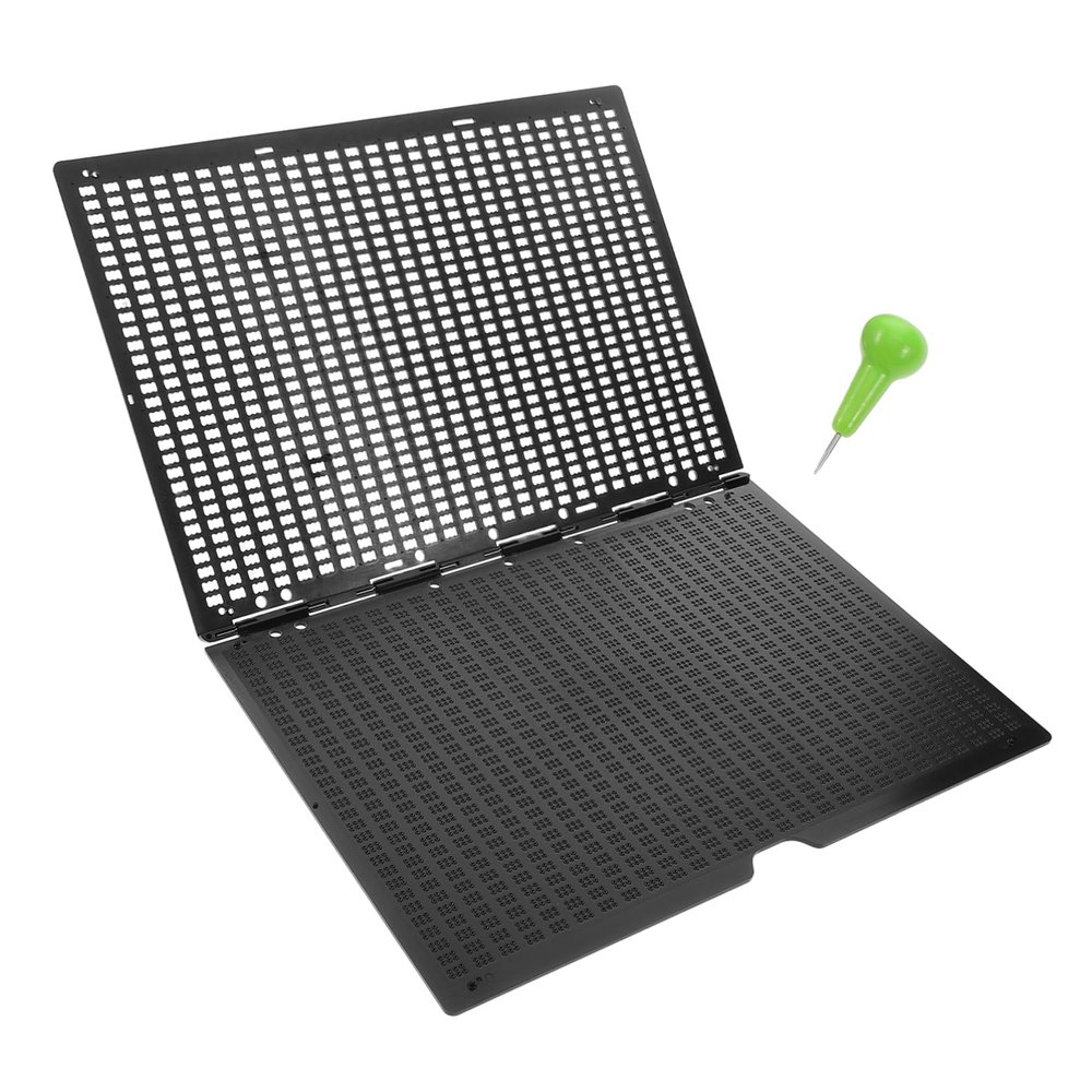 SHERCHPRY Home Braille Learning Tool with Braille Pen Lines Cell Writing Board for Visually Impaired Durable Portable Accessory for Braille Learning