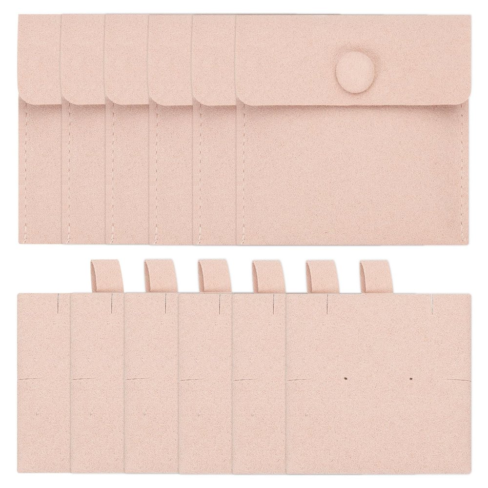 PATIKIL 6pcs 8x8cm Microfiber Jewelry Pouches Snap Button,Pink