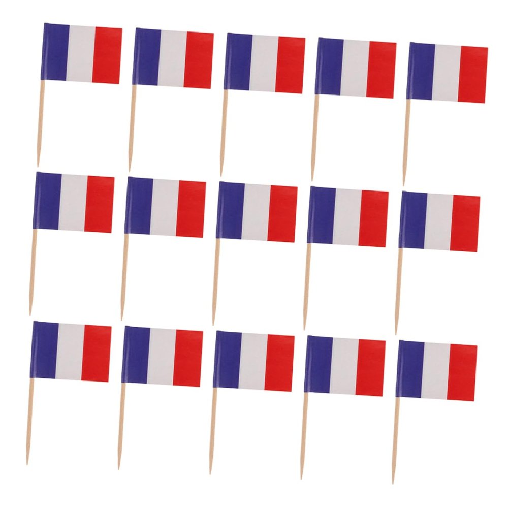 300pcs Flag Toothpicks Wooden Paper Picks for Events and Bars