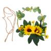 Cabilock 1Pc Artificial Sunflower Garland Wreath Iron Art Wall Hanging Decoration for Home Wedding and Festive Sunflower Floral Design for Wall and Door view 1