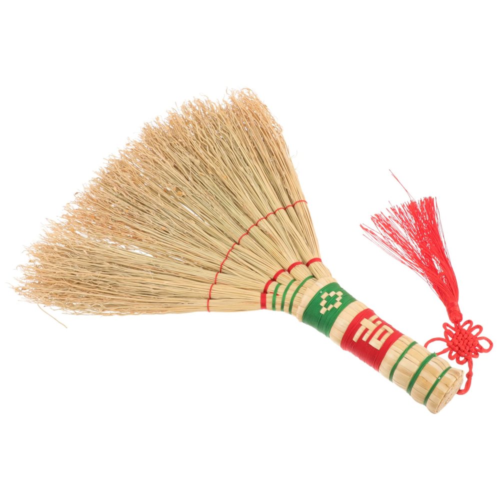 Didiseaon Handmade Handle Broom for Indoor Cleaning Straw Material Dust Brush for Home Office and Kitchen Use Lightweight and Portable Desktop Sweeper