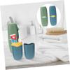 SKISUNO 2Pcs Travel Toothbrush Cup Toothpaste Case Portable Washing Cup Green and Blue for Camping Business Trips Easy Open Design Multi Purpose Storage view 2