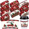 Layhit 500 Pcs Christmas Coffee Cup Sleeve Disposable Corrugated Paper Cup Sleeve Jacket Double Layer Heat Insulated for Home Office Xmas Party Hot Chocolate Cocoa Cold Beverage (Checkered Style) view 1