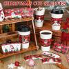 Layhit 500 Pcs Christmas Coffee Cup Sleeve Disposable Corrugated Paper Cup Sleeve Jacket Double Layer Heat Insulated for Home Office Xmas Party Hot Chocolate Cocoa Cold Beverage (Checkered Style) view 3