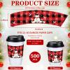 Layhit 500 Pcs Christmas Coffee Cup Sleeve Disposable Corrugated Paper Cup Sleeve Jacket Double Layer Heat Insulated for Home Office Xmas Party Hot Chocolate Cocoa Cold Beverage (Checkered Style) view 4