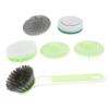 Cabilock 1Set Long Handle Kitchen Scrub Brush with Replacement Heads Multipurpose Dish Cleaning Brush for Pots Pans Sinks and Countertops and Scrubbing view 1