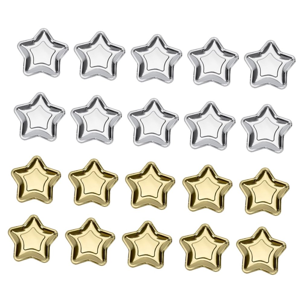 PartyKindom 20Pcs Star Shaped Party Paper Plates Disposable Dishes for Birthday Wedding and Family Gatherings for Cakes Salads and Pastries