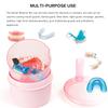 Mckkor Leak Proof Travel Denture Bath Case for Full Dentures, Denture Cups for Soaking Dentures, Denture Container Cups with Brush for Dentures, Aligner, Retainers, Mouth Guard (Pink) view 2