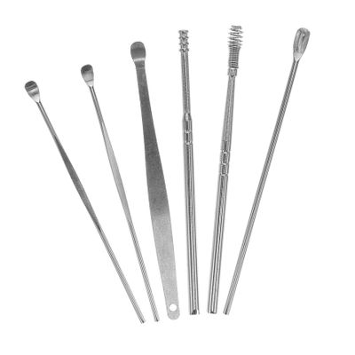 Healeved 6Pcs Wax Removal Kit Stainless Steel Cleaner Tools with Spiral Design Safe Cleaning Home Use Includes Storage Box for Adults