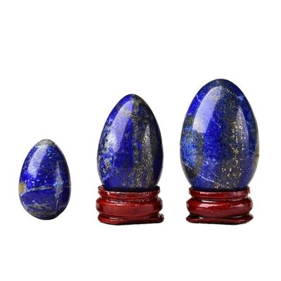 ZIIVIEVS 1pcs Amethyst Egg Crystal Quartz Reiki Ornament Natural Stone Quartz Home Decorative Energy Ore Mineral Ornaments(Lapis Lazuli,25x40mm)