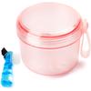 Mckkor Leak Proof Travel Denture Bath Case for Full Dentures, Denture Cups for Soaking Dentures, Denture Container Cups with Brush for Dentures, Aligner, Retainers, Mouth Guard (Transparent Rouge) view 1