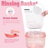 Mckkor Leak Proof Travel Denture Bath Case for Full Dentures, Denture Cups for Soaking Dentures, Denture Container Cups with Brush for Dentures, Aligner, Retainers, Mouth Guard (Transparent Rouge) view 4