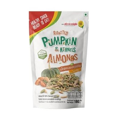 Roasted Pumpkin Kernels & Almonds (No Salt) - Natural Nut & Seed Blend 180g