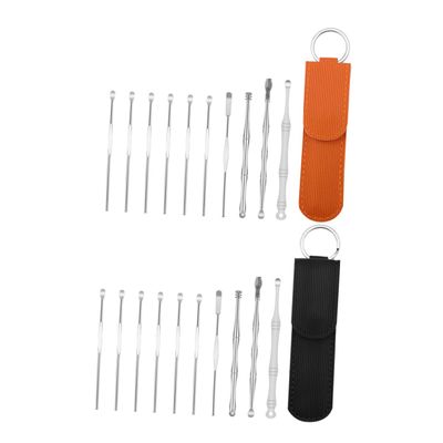 COLLBATH 2Sets Ear Wax Picker Tool Kit Stainless Steel Spiral Ear Massage Removable Spoon for Earwax Removal Portable Ear Cleaning Accessories