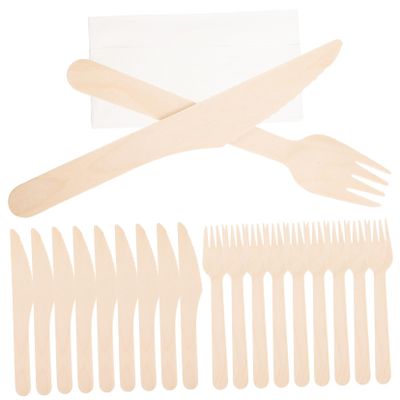MUCKLILY 12Sets Disposable Cutlery Kit Forks Spoons Napkins Cutter Tableware for Parties Weddings Banquets Events