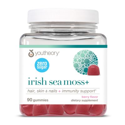 Youtheory Zero Sugar Irish Sea Moss Gummy, Berry, 90 Count, 45-Day Supply