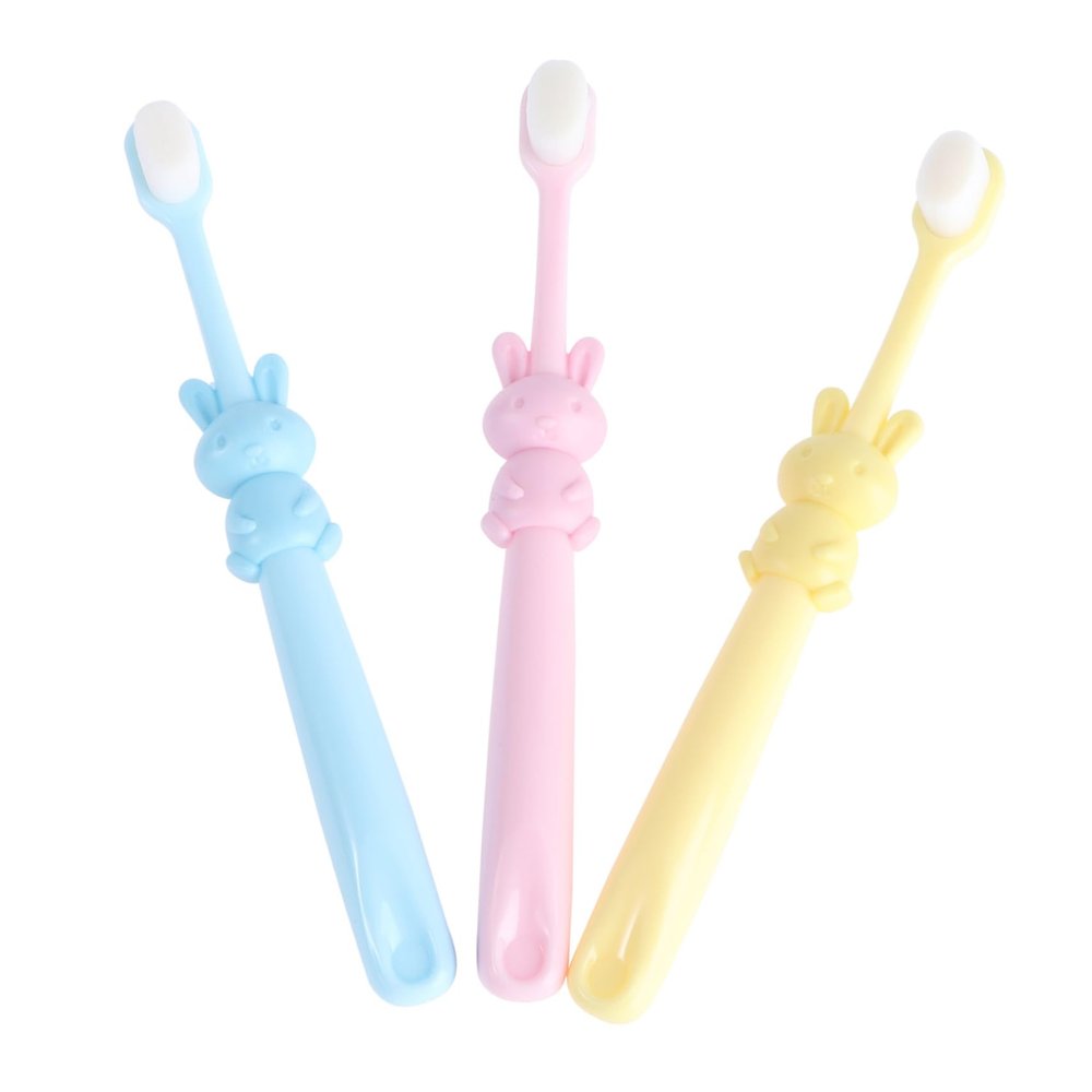 KAILIKETIY 3Pcs Cartoon Shape Toothbrush for Soft Bristles Rabbit Design for Years Old Promotes Oral with Tongue Cleaner