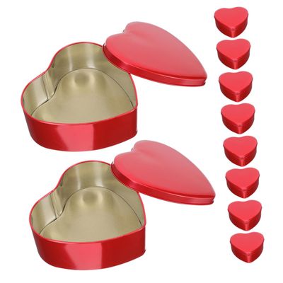BCOATH 10pcs Heart Shaped Red Metal Tins with Lids Versatile Candy Storage Box for Weddings Valentine Day and Special Celebrations Durable Tinplate for Treats and Treasures