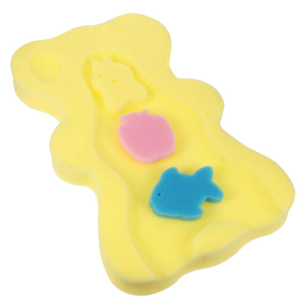 Baby Bath Sponge Support Cushion Mat for Tubs, Bear Shape Yellow