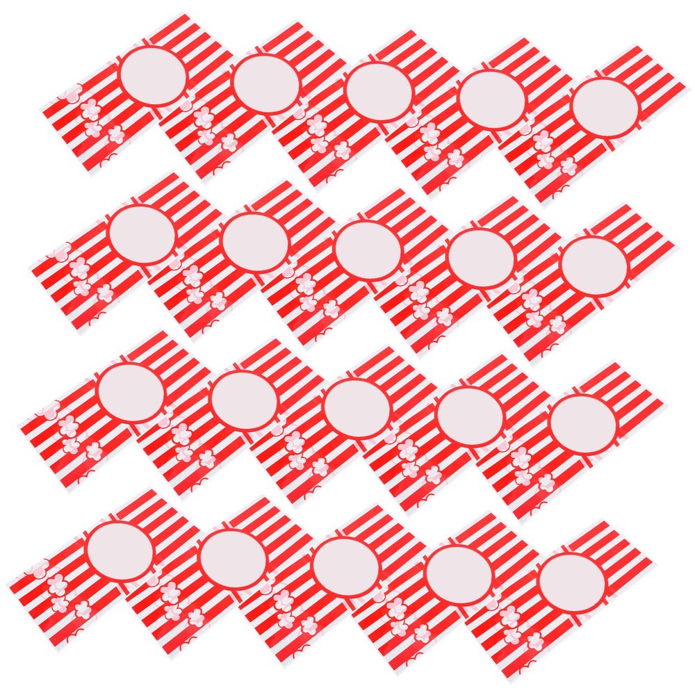 IWOWHERO 100pcs Cellophane Popcorn Snack Bags Twist Ties Stripe Design Treat Bags for Cookies Chocolate and Party Favors