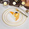 Ciselure 350PCS Gold Plastic Plates Dinnerware Set, Thanksgiving Disposable Plates, 50 Dinner and 50 Dessert Plates, 50 Pre Rolled Napkins with Silverware and 50 Cups for Party and Wedding view 4