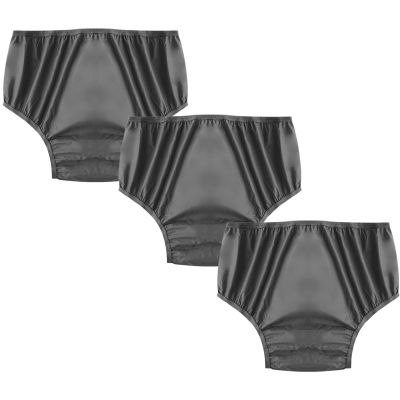 3Pcs Adult Diaper Cover for Incontinence Noiseless Leak-Protection,Adult Diaper Covers Waterproof Plastic Pants for Adult Diapers EVA Panties for Incontinence(Gray,Large)