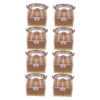 WEKAMOS 8Pcs Pirate Treasure Box Candy Boxes Texture Halloween Paper Boxes for Party Favors for Storing Sweets Treats and Showers and Halloween