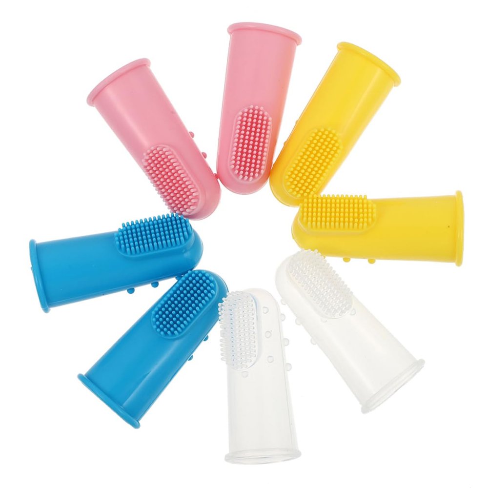 FRCOLOR Baby Finger Toothbrush 12-Pack Silicone Infant Oral Care Teething Cleaner Soft Toddler Toothbrush with Baby Tongue Cleaner for Newborns and Little Kids
