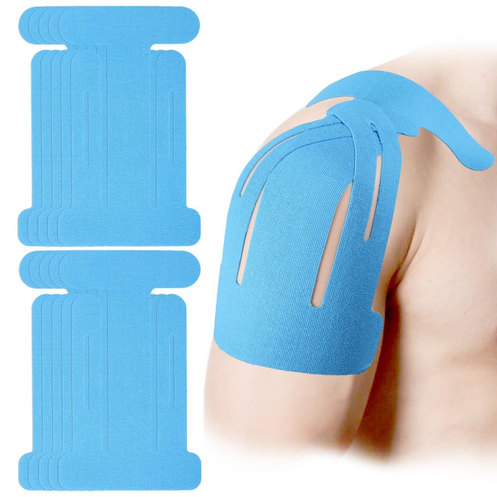 10pcs Kinesiology Tape for Shoulder, Breathable & Latex-Free Pre-Cut Kinesiology Recovery Athletic Sticker Strips for Shoulder Support Stability Muscle Sports